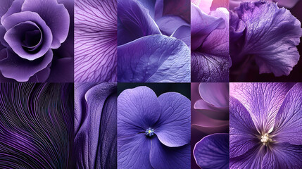 Poster - Purple flowers and textures showcase beauty and diversity in nature's hues at a garden in spring