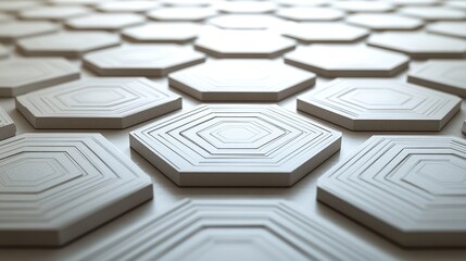 Poster - repeating line-based hexagons gently rotated and layered