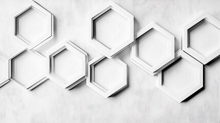 Poster - repeating modular hexagon outlines overlapping dynamically