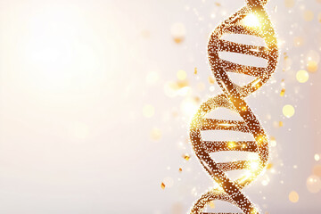 Poster - A minimal DNA strand composed of tiny glowing dots stands out against a neutral background. This design captures the essence of genetic simplicity under even, soft midday light