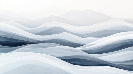 Poster - soft minimalist wave-like line formations creating a layered effect across the canvas