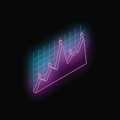 Poster - Neon purple and blue line chart is graphing upwards on a grid background