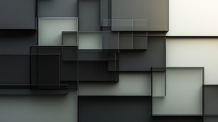 Poster - subtle broken rectangular forms layered elegantly atop each other to portray abstract minimalist rhy