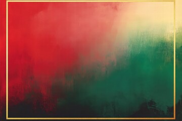 Poster - Gradient transition from red to green with a gold border creates a vibrant visual landscape