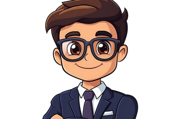 Wall Mural - 3D Businessman Avatar Illustration Arms Crossed