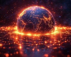 Poster - Glowing Global Data Network   International Business Analytics Concept
