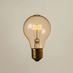 Leinwandbilder - Unique vintage style light bulb glowing softly against a neutral background enhancing modern decor. Generative AI