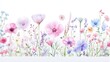 © Cdel - Meadow Awakening, vibrant wildflowers bloom in soft dawn light, hand-painted watercolor design perfect for summer decor and stationery, capturing the essence of nature's beauty.