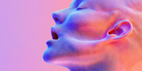 Poster - Abstract 3D Rendered Human Head Profile