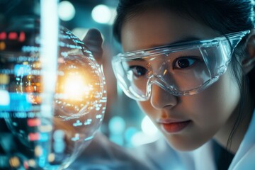 Poster - A scientist opening a sealed vial in a laboratory, with glowing liquid inside