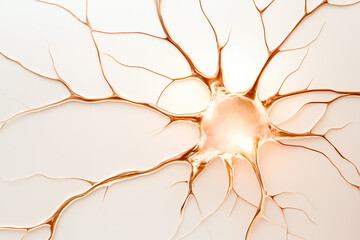 Poster - a minimalistic representation of a neuron is highlighted, featuring thin, delicate connections that 