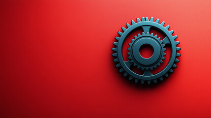 Poster - Minimalist cogwheel design on vibrant red background