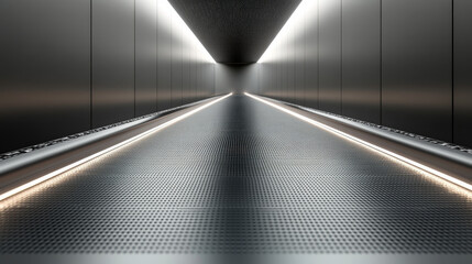 Poster - minimalist conveyor belt in sleek, modern corridor