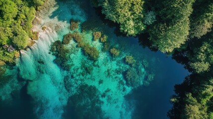 Wall Mural - a river with clear water surrounded by trees