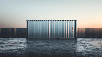 Poster - Minimalist steel container against metallic background