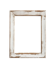 Rustic distressed wooden frame with white paint and natural wood texture