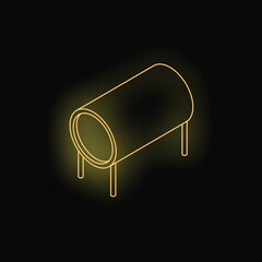 Poster - Neon yellow playground tunnel icon on black background