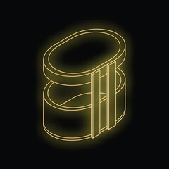 Poster - Neon yellow double level oval table glowing on black background, perfect for modern interior design projects