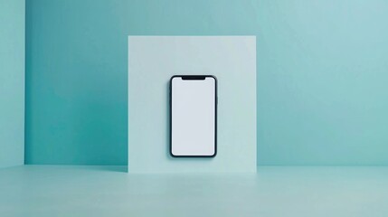 Poster - Minimalist smartphone mockup on a pastel background ideal for showcasing app designs or digital content with ample empty copyspace for text