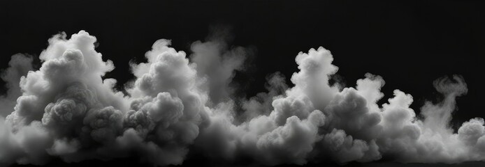 Wall Mural - set of swirling mist clouds in various shapes over black backdrop, shapes, composition