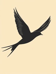 Aufkleber - Silhouette of a bird in flight against a light background capturing freedom and grace. Generative AI