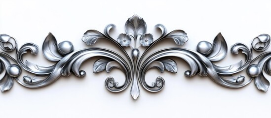 Poster - Elegant High Quality Steel Frieze Against White Background with Ample Space for Text and Graphic Elements