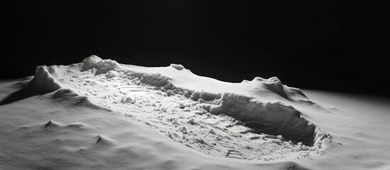 Poster - Detailed Snow Footprint in Studio Lighting with Ample White Space for Text Overlay and Creative Design Opportunities
