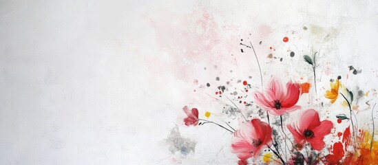 Poster - Vibrant Floral Abstract Design with Colorful Flowers and Textured Background for Creative Projects and Advertising