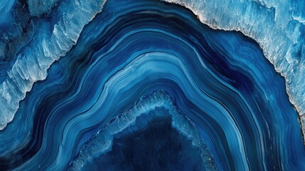Poster - Blue Agate Stone Texture Background with Layers and Striking Patterns for Elegant Design and Decorative Use