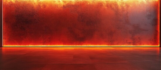 Poster - Illuminated Red and Orange Textured Wall Background with Space for Text or Graphics Enhancement