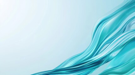 Aufkleber - abstract fluid wave background in shades of blue and mint green with smooth texture and ample space 