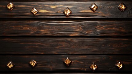 Poster - Wooden Plank Background with Decorative Glass Elements for Rustic or Elegant Design Themes