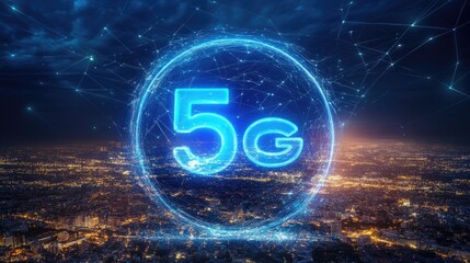 Poster - Cybernetic Expansion and 5G Connectivity in Urban Landscapes with Futuristic Horizon Visualization