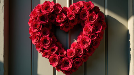 Wall Mural - Red Rose Heart Wreath, Valentine's Day - Valentine's Day themes