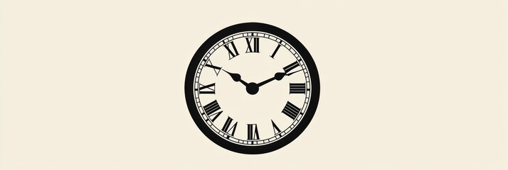 Poster - Clock showing time at three oclock with elegant Roman numerals on a plain background. Generative AI