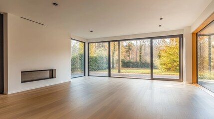 Aufkleber - bright and airy modern scandinavian living room with large windows and minimalist design emphasizing