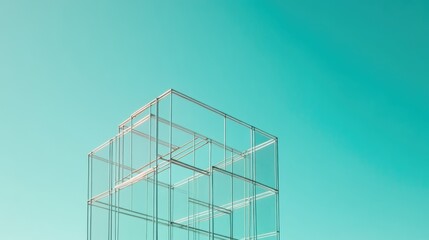 Poster - Modern architectural framework construction with a clear blue sky in the background showcasing structural design and construction concepts