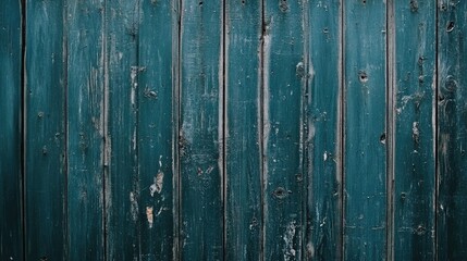 Poster - Rustic Wooden Wall Texture Background in Rich Turquoise Color with Vertical Boards and Natural Imperfections for Creative Design Projects