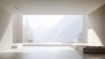 Poster - Minimalist Scandinavian Interior with Abundant Natural Light in Modern House Design Scenic Background for Real Estate Marketing