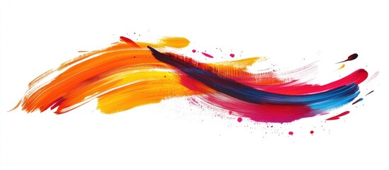 Poster - Colorful abstract brush stroke artwork in vibrant red, orange and yellow tones with ample empty space for text overlay or design elements.