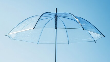 Poster - Transparent umbrella against a clear blue sky providing a fresh perspective with ample space for creative text and design elements