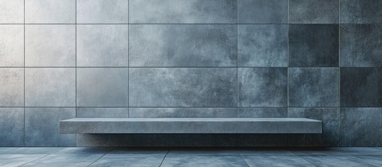 Poster - Modern Grey Tiled Wall with Minimalist Bench and Expansive Copy Space for Text or Design Usage