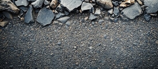 Poster - Textured Grey Concrete Floor with Stone Surface in Top View Ideal for Displaying Copy or Design Elements