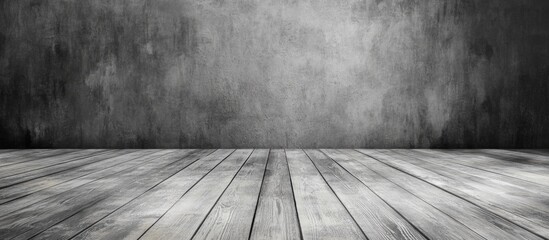 Poster - Grey vintage wooden floor texture with empty space for text creating a nostalgic atmosphere for photography or design projects.