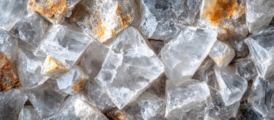 Poster - Grey Calcite Stone Texture Macro Close Up of Rough Crystal Surface with Blank Space for Custom Text Background