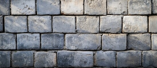 Poster - Grey cement wall texture with rectangular blocks for versatile background use and ample space for adding text or graphics.