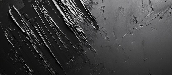 Poster - Grey Brush Stroke on Black Plaster Surface with Blank Space for Text and Design Elements