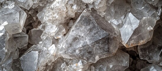 Poster - Grey Calcite Stone Texture Macro Detail of Rough Crystal Surface with Negative Space for Text or Design Elements