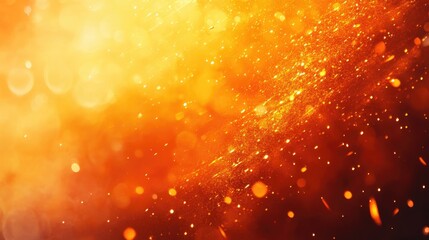 Poster - steel sparks illuminating an intense orange background with glowing particles and dynamic textures
