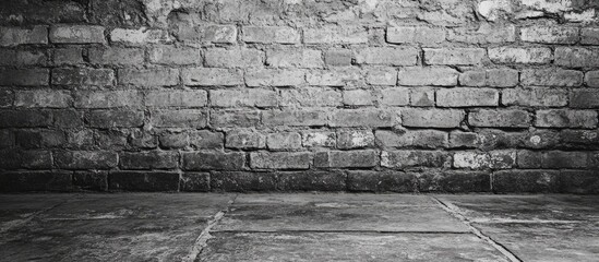 Poster - Grey Brick Wall Texture Background Ideal for Design Projects Featuring Ample Empty Space for Text or Graphics